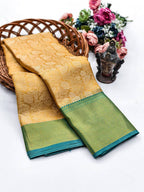 Golden Flower Zari Weaving Designer Saree