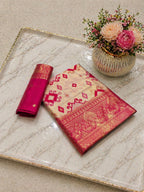 Elegant Silk Blend Saree With Traditional Zari Weaving