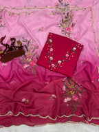 Soft Tabby Silk Saree with Sequins & Katdana Handwork