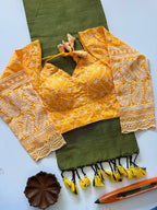 Classic Khadi Cotton Saree with Chikankari Blouse