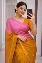 Viscose Khadi Silk Saree with Jacquard Leaf Design