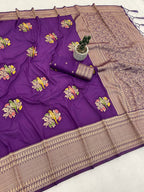 Perot Design Nylon Kadi Crepe Georgette Saree
