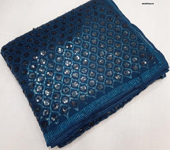 Amazing Georgette Teal Blue Color Saree
