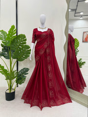 Exclusive Silk Hand Work Red Color Saree