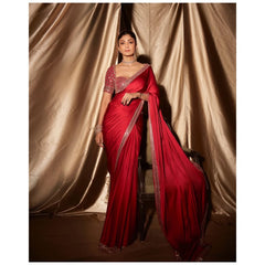Bollywood Style Rangoli Silk Red Color Saree