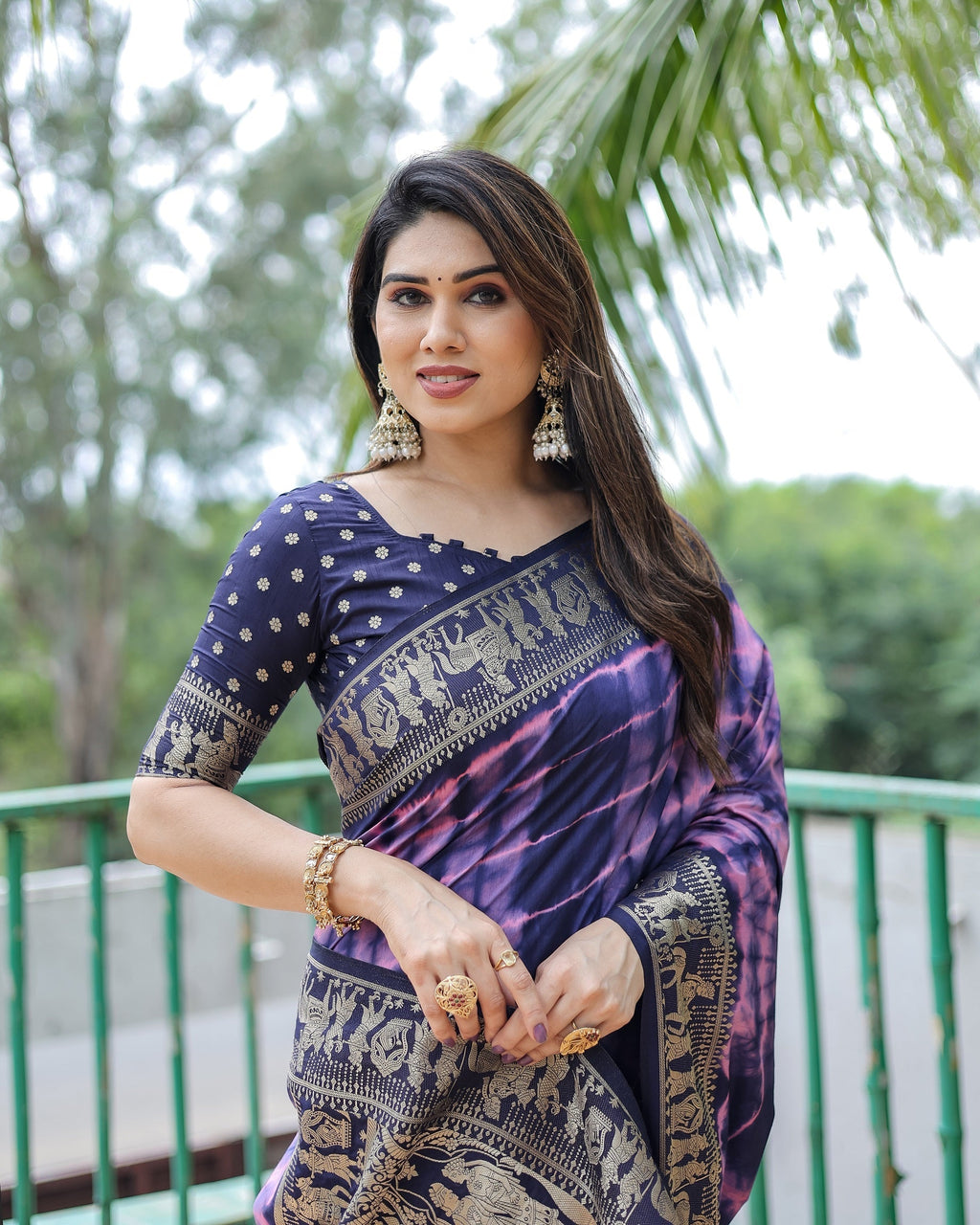 Soft Dola Silk Sibori Bandhej Saree with Zari Border