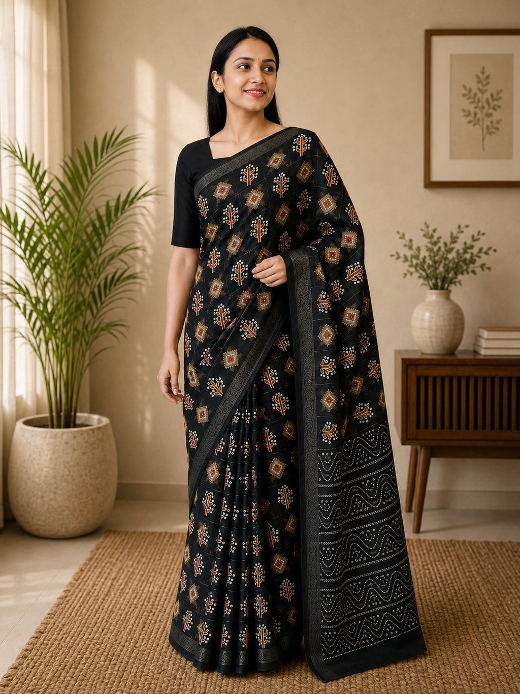 Soft Cotton Saree with Traditional Printed Motifs