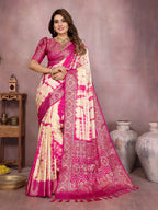 Broad Zari Weaving Border Sibori Design Saree