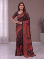 Pure Soft Pashmina Silk Saree with Kashmiri Woven Pallu