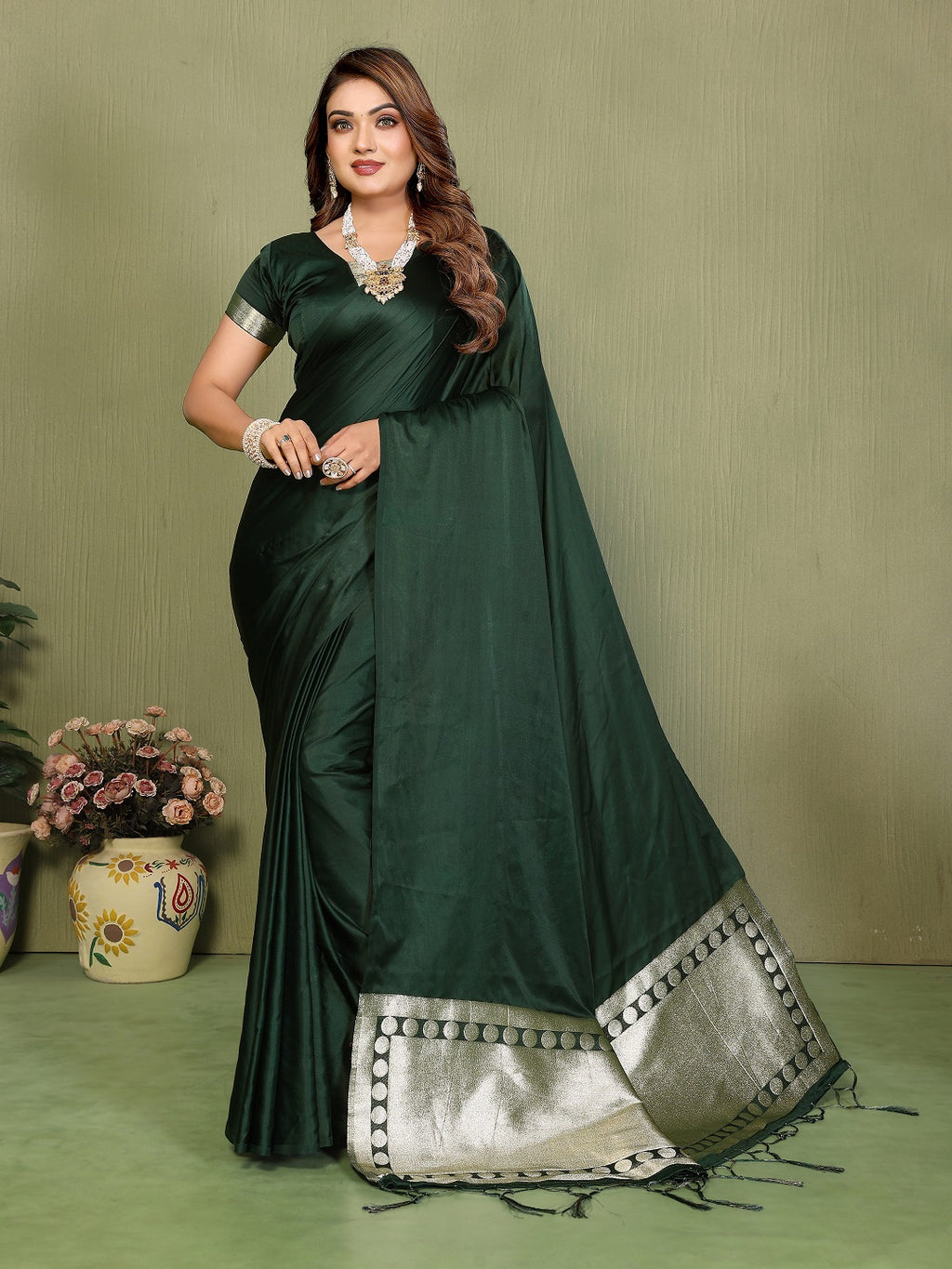 Lagadi Patta Soft Satin Silk Gala Pallu Saree
