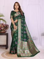 Dola Silk Bandhej Khadi Print Saree with Kanchi Border