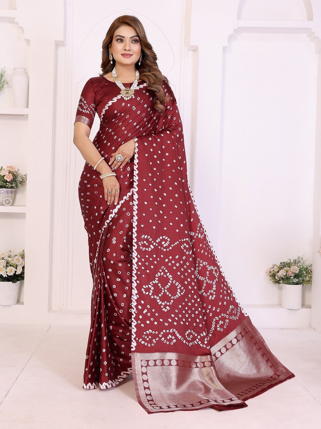 Hand Dyed Lagadi Patta Pallu Bandhej Saree