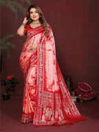 Sibori Bandhej Soft Satin Silk Zari Border Saree