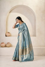Designer Gold Zari With Soft Linen Cotton Silk Saree