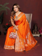 Luxury Soft Satin Silk Hand Dyed Gala Pallu Saree