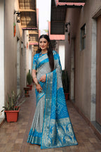 Pure Bandhej Silk Saree with Tissue Pallu