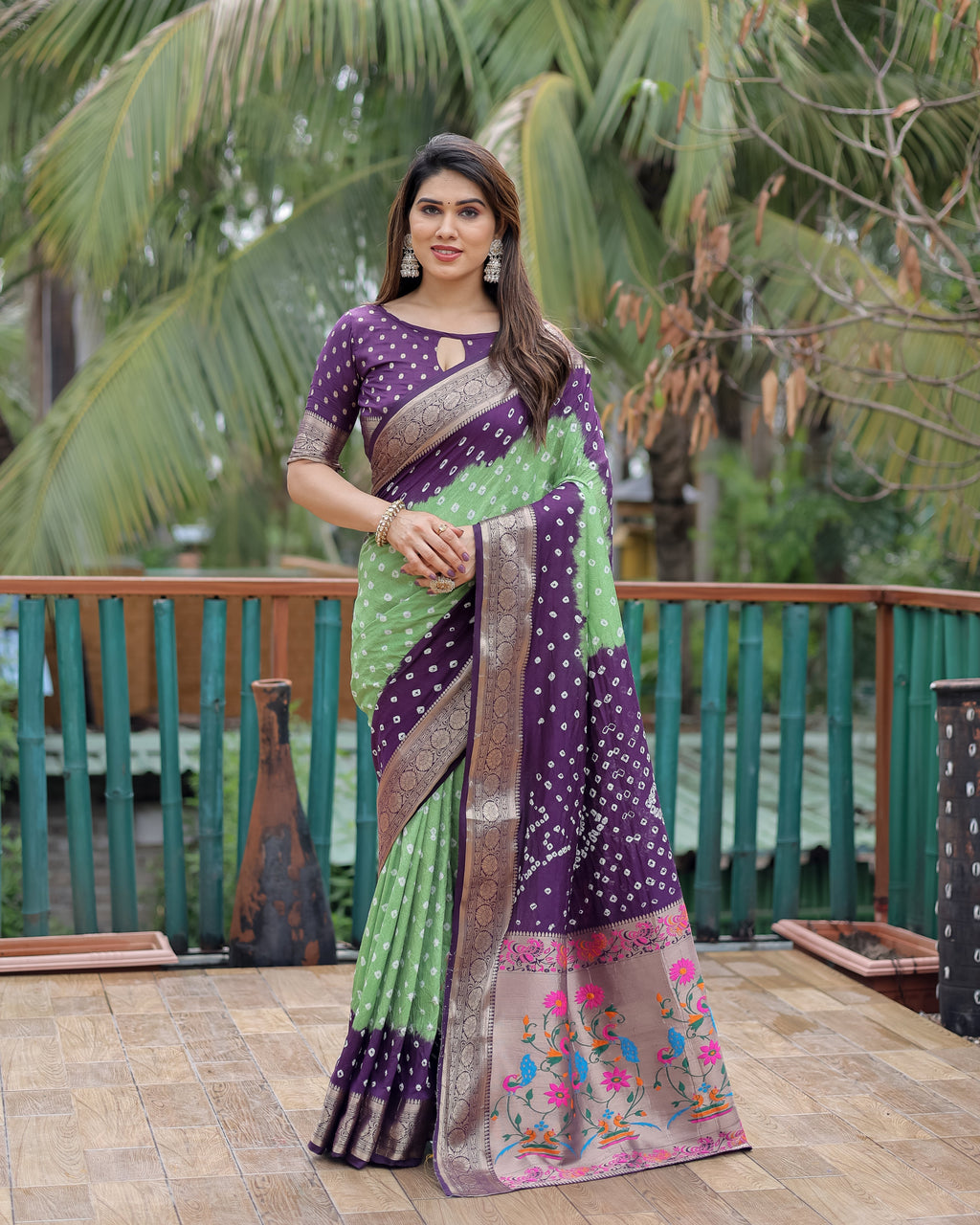 Dola Soft Silk Bandhej Paithani Saree