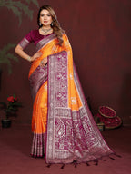 Rich Pallu and Contrast Border Satin Silk Saree