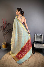 Banarasi Tissue Saree with Butti Weaving and Heavy Border