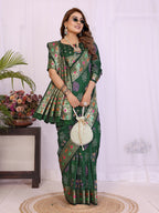 Dola Silk Bandhej Khadi Print Saree with Kanchi Border