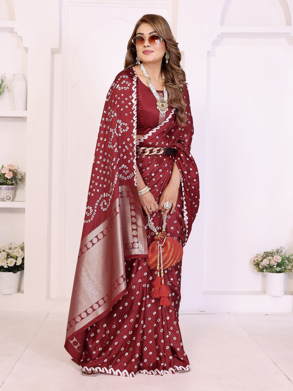 Hand Dyed Lagadi Patta Pallu Bandhej Saree