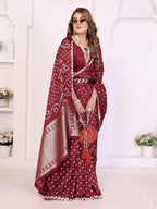 Hand Dyed Lagadi Patta Pallu Bandhej Saree