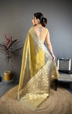 Banarasi Soft Tissue Silk Saree with Copper Zari Weaving