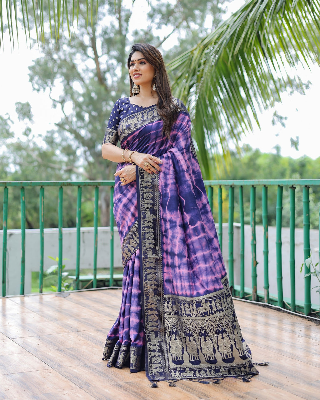 Soft Dola Silk Sibori Bandhej Saree with Zari Border