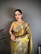 Banarasi Soft Tissue Silk Saree with Copper Zari Weaving