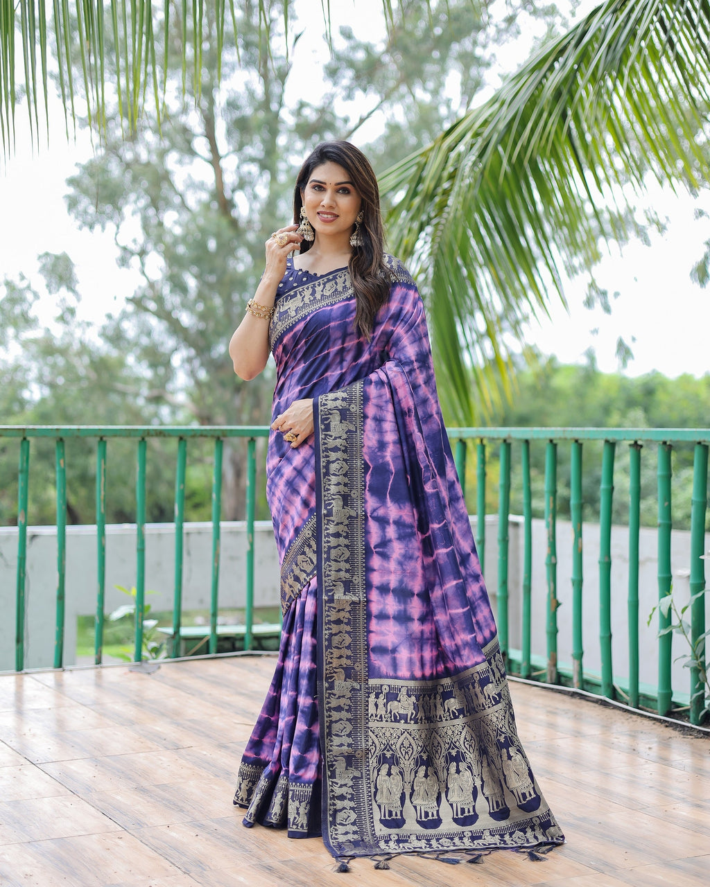 Soft Dola Silk Sibori Bandhej Saree with Zari Border