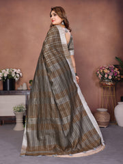 Linen Chex Weaving Saree with Jari Pallu