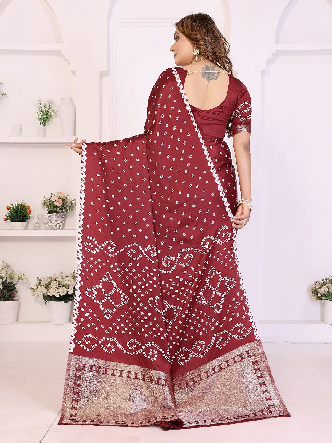 Hand Dyed Lagadi Patta Pallu Bandhej Saree