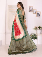 3D Multi Color Soft Satin Silk Dyed Saree with Zari Work