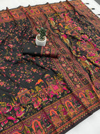 Pure Soft Pashmina Silk Saree with Kashmiri Woven Pallu