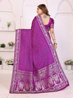 Kanchi Zari Border with Bandhej Print Saree