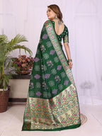 Dola Silk Bandhej Khadi Print Saree with Kanchi Border