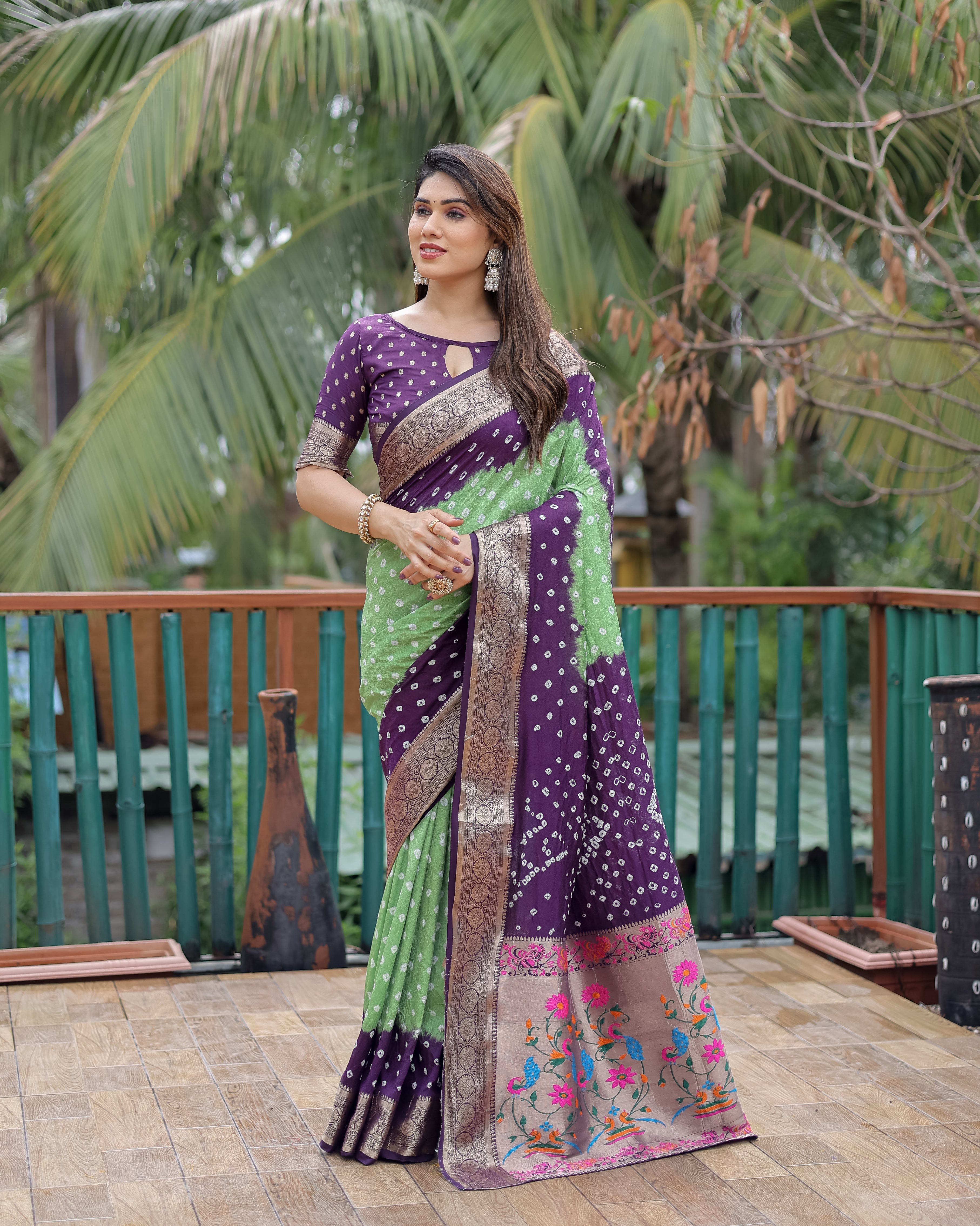 Dola Soft Silk Bandhej Paithani Saree