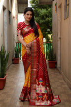 Pure Bandhej Silk Paithani Saree with Minakari Border