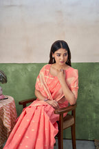 Party Wear Gold Zari Soft Linen Cotton Silk Saree