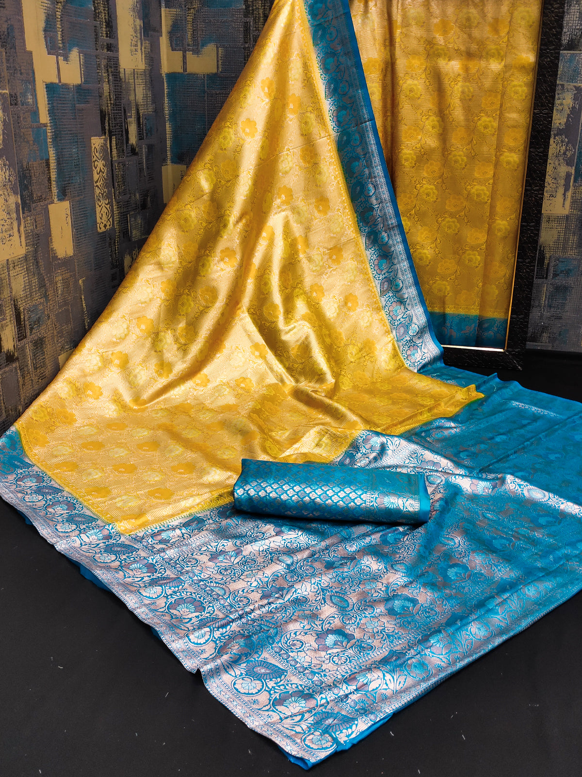 Gorgeous Kanjivaram Lemon & Sky Color Silk Sarees