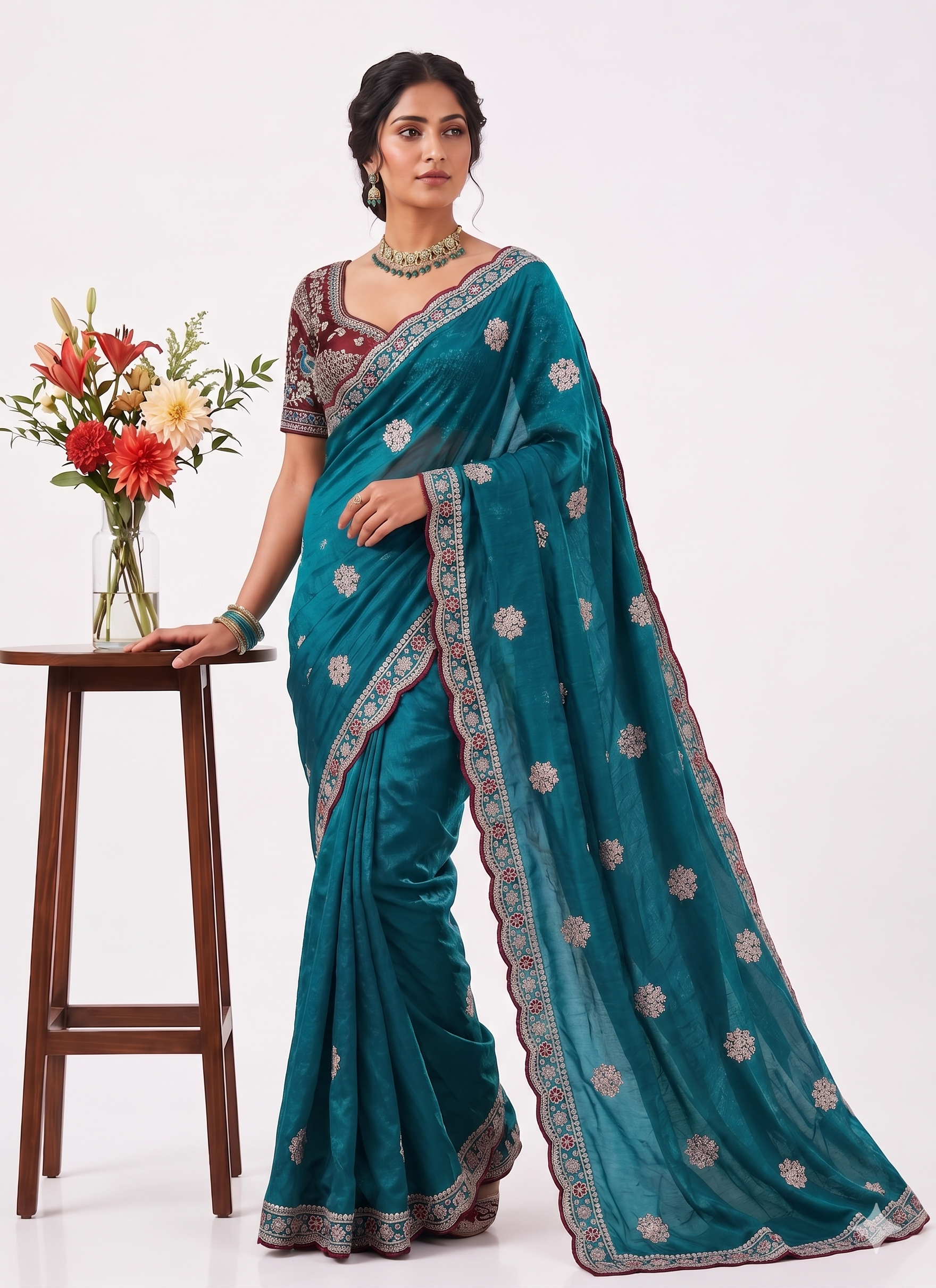Luxe Fendy Satin Party Wear Saree