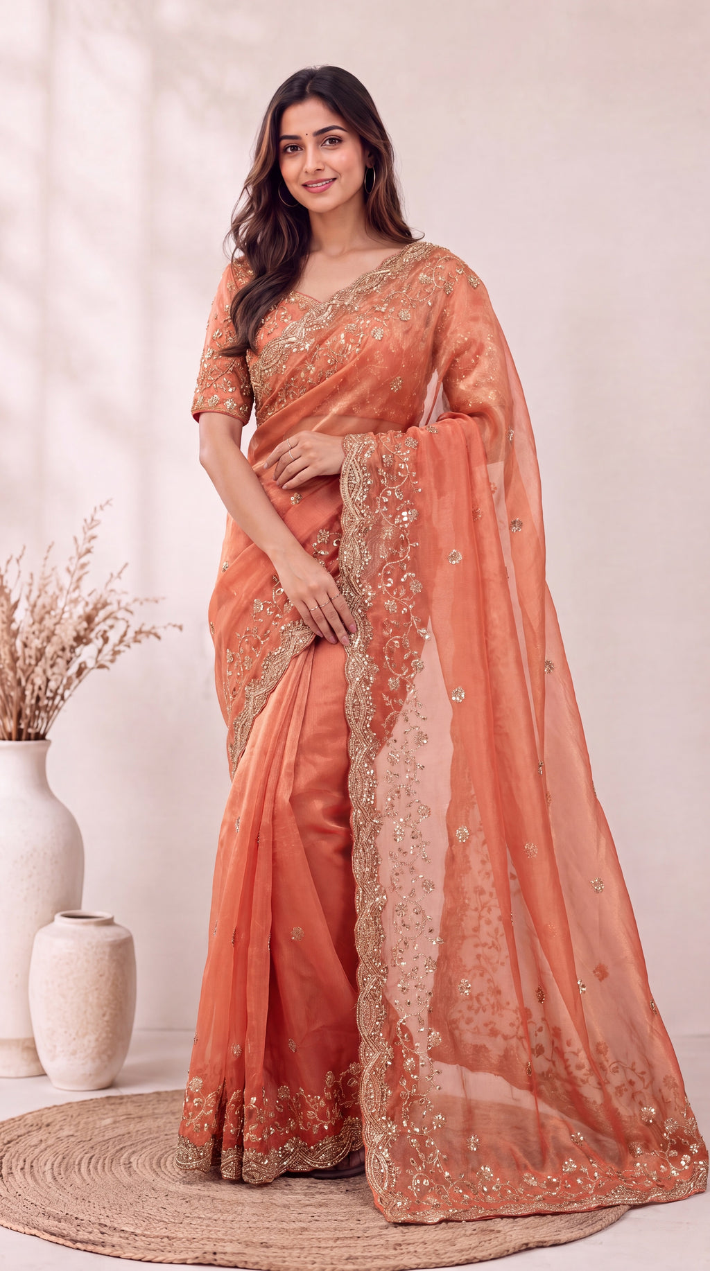 Premium Soft Fandy Satin Silk Saree with Cut Dana Work