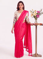 Classic Cotton Weave Saree With Stitched Blouse