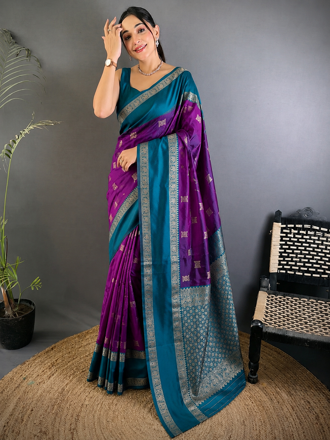 Soft Silk Kanjivaram Saree with Copper Zari Weaving