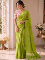 Handloom Khadi Cotton Saree with Magic Blouse
