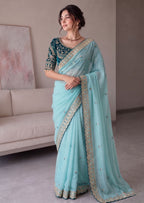 Rangoli Silk Embroidered Saree with Designer Stitched Blouse