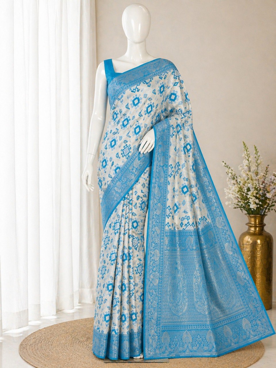 Elegant Silk Blend Saree With Traditional Zari Weaving