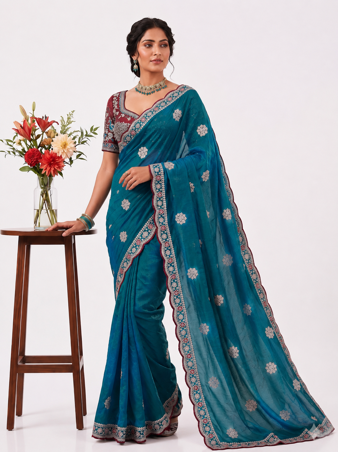 Luxe Fendy Satin Party Wear Saree