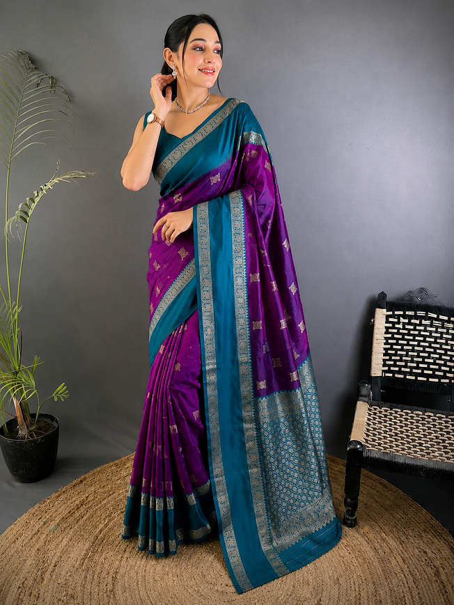 Soft Silk Kanjivaram Saree with Copper Zari Weaving