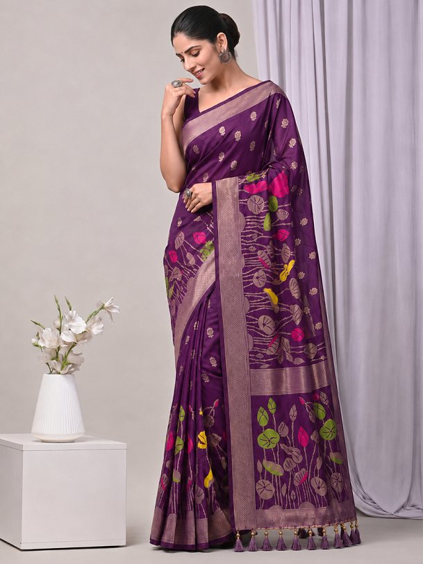 Hand Dyed Nylon Kadi Crepe Georgette Saree